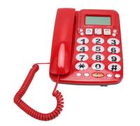 Teléfono de Botón Grande para Personas Mayores, Teléfono Fijo con Cable Botones de Imagen para Pacientes con Sonido Claro Soporte de Puerto Dual para Almacenar 3 Números de Uso Común(Rojo)