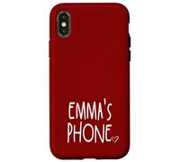 Teléfono de Emma Nombre personalizado de Emma Blanco Granate Rojo Carcasa para iPhone X/XS