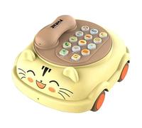 Teléfono de juguete - Divertido y educativo con música - Teléfono de juguete falso para niños con tema de oso y gato - Para niños casa guardería viaje regalo Navidad Pascua