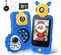 Teléfono de Juguete para niños, cámara giratoria de 180° y microscopio 100X | Pantalla táctil de 2,8" / Tarjeta de 32 GB / 18 funciones de aprendizaje temprano / Regalo para niños de 3 a 8 años