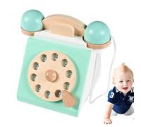 Teléfono de juguete para niños de madera, 12 x 12 x 13 cm, marcador de juegos antiguo, equipo de simulación de escritorio nostálgico, educación temprana, desarrollo del lenguaje, habitación de los