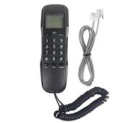 Teléfono de Oficina montado en la Pared PolyGen con rellamada incorporada y verificación de Memoria, una Pantalla LCD de Mini teléfono Fijo para identificación de Llamadas e (Mango Negro)