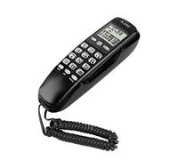 Teléfono de pared con cable, mini teléfono fijo multifuncional portátil con sistema de identificación de llamadas DTMF/FSK y pantalla LCD para el hogar, oficina, hotel (negro)