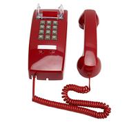 Teléfono de Pared Vintage, Teléfono Fijo con Cable y Control de Volumen del Auricular, Teléfono de Pared Retro de Estilo Antiguo para Sala de Estar, Oficina, Escuela, Hotel, Rojo