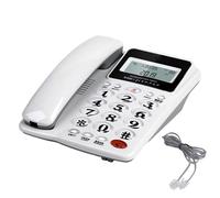 Teléfono fijo con cable, botones grandes, para hotel, negocios, escritorio, oficina, hogar, habitación de huéspedes, blanco.