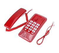 Teléfono Fijo de Escritorio con Redial, Silencio y Función Flash para Casa, Oficina y Hotel - Rojo