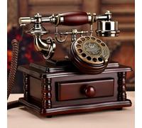 Teléfono fijo de esfera giratoria vintage con cajón para decoración retro de oficina en casa