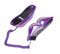 Teléfono Fijo de Novedad Con Cable de Labios Morados - Teléfono de Escritorio Electrochapado Para Oficina y Casa