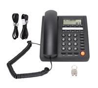 Teléfono fijo elegante con cable, ideal para el hogar y la oficina, con volumen ajustable, protección antirrobo y función de calculadora para una