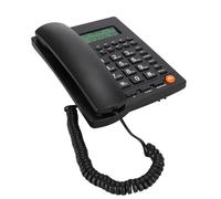 Teléfono Fijo, identificador de Llamadas, teléfono básico con Cable con 10 Teclas de Acceso Directo, teléfono Fijo Negro Comercial en inglés para casa, Oficina, Hotel