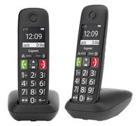 Gigaset E290 Duo - Teléfono Fijo Inalámbrico con Teclas Grandes, Adecuado para Personas Mayores, Pantalla de Alta Visibilidad, Manos Libres, Compatible con Audífonos, Negro