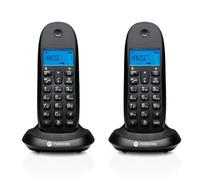Motorola C1002CB+ - Pack de 2 Teléfonos Inalámbricos Digitales DECT - Modo Call Blocking, Identificador de Llamadas, Manos Libres, Agenda 50 números, Pantalla Retroiluminada - Color Negro