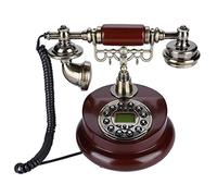Teléfono fijo retro vintage con cable para el hogar Exquisita línea con fuente de alimentación, oficina de hotel, escritorio en casa, teléfono con cable con alfombrilla antideslizante, función de