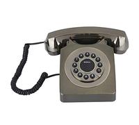 Teléfono Fijo Vintage Estilo Europeo Multifunción con Botón Grande Transparente - Decorativo Teléfono Residencial para Hogar y Oficina Color Bronce Envejecido