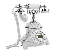 Teléfono Fijo Vintage Estilo Europeo - Teléfono de Escritorio Antiguo con Visualización de Llamadas FSK/DTMF y Diamantes de Imitación para Hogar