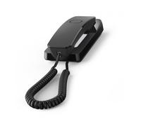 Gigaset Desk 200 - Teléfono con Cable elástico para Ahorrar Espacio - 10 entradas de marcación Corta - Rellamada - Compatible con audífonos - MFV o selección de Pulso Ajustable - Negro