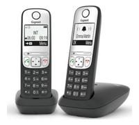 Teléfono inalámbrico Gigaset A690 Duo negro y plateado con función SMS y dos terminales