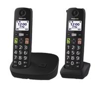 Teléfono inalámbrico Panasonic DECT 2 Handsets Pantalla 1.8″ Botones Grandes Bloqueo Llamadas Negro