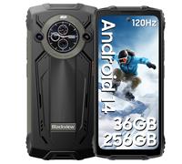 Teléfono inteligente Blackview BV8200 con 36 GB de RAM y 256 GB de ROM y Android 14 resistente only cell phone negro