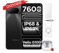 Teléfono Inteligente DOOGEE B10, Resistente al Agua IP68, Android 16, Pantalla de 6.63”, Helio G100, Batería de 7600 mAh, 48 GB de RAM (6+42), 256 GB de ROM, Compatible con Google Pay No Earbuds Plain