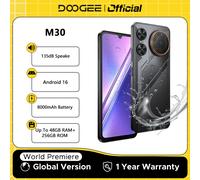 Teléfono Inteligente DOOGEE M30, 8000 mAh, Pantalla de 6.88'', 48 GB de RAM (6 GB + 42 GB), 256 GB de ROM, Cámara de 64 MP, Altavoz de 135 dB, Android 16, NFC 6GB 256GB Silver