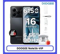 Teléfono Inteligente DOOGEE Note 56 con Android 16, Batería de Gran Capacidad de 6150 mAh, Pantalla de 6.56 Pulgadas y 90 Hz, 24 GB/64 GB, 8 MP + 5 MP, Desbloqueo Facial VIP Edition PLAIN