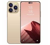 Teléfono Inteligente para Escritorio I14 Smartphone Android de Pantalla Completa HD de 6,5 Pulgadas 6GRAM + 128GROM Teléfono Magnético R para Coche (Gold, One Size)