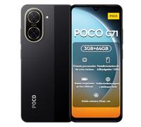 Teléfono inteligente Xiaomi POCO C71 4G 3GB+64GB Negro, procesador UNISOC T7250 Octa-Core, pantalla inmersiva de 6.88" 120Hz, batería masiva de 5200mAh, cámara dual AI de 32MP (Versión Reino Unido + 2