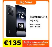 Teléfono Inteligente Xiaomi Redmi Note 14 4G con Helio G99-Ultra de 6nm, Pantalla AMOLED de 6.67'', Cámara Principal de 108MP, Batería de 5500mAh, Carga Rápida de 33W Black