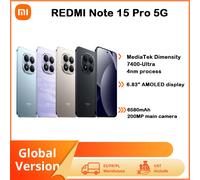 Teléfono Inteligente Xiaomi Redmi Note 15 Pro 5G NFC, 8GB 256GB 512GB, Pantalla AMOLED de 6.83 Pulgadas, Cámara de 200MP con OIS, Batería de 6580mAh, con Xiaomi HyperOS 2 Titanium