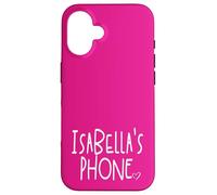 Teléfono Isabella Nombre Personalizado Blanco Rosa Carcasa para iPhone 16