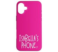 Teléfono Isabella Nombre Personalizado Blanco Rosa Carcasa para iPhone 16 Plus