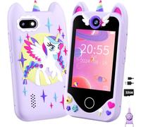 Teléfono Juguete para Niñas - Un Regalo para Navidad O Cumpleaños, Ideal para Niñas De 3 A 8 Años. Cuenta con Pantalla Táctil, Cámara, Funciones Educativas Y Juegos, Una Tarjeta SD de 32 GB