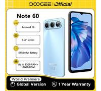 Teléfono móvil DOOGEE Note 60, batería de 6150 mAh, pantalla de 6,56 pulgadas, 32 GB (3 + 29), 128 GB, cámara principal de 13 MP, procesador UNISOC T7225, Android 16. 3GB 128GB Black