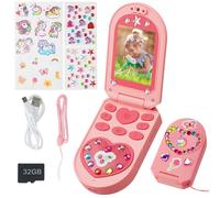 Teléfono Móvil Niño, Camara Fotos Infantil con Cámara Doble, 1080P Video, 5 Juegos Educativos, Regalos Juguete para Niñas y Niños de 3 a 12 Años Incluye Tarjeta SD 32G, Pegatinas Animadas y Diamantes