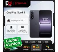Teléfono móvil OnePlus Nord 5 5G (versión global) 8 GB + 256 GB / 12 GB + 512 GB, Snapdragon 8s Gen 3, Android 15, batería de 6800 mAh, 80 W, Wi-Fi 6 12GB+512GB White