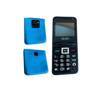 Teléfono móvil Qubo X-10BK con tapa, Dual SIM, Bluetooth y radio FM, azul