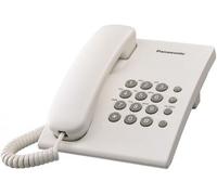 Panasonic KX TS500EXB - Teléfono Fijo con Cable para Hogar u Oficina, Montaje en Pared o Escritorio, Control de Volumen, Repetición de Número, Color Blanco