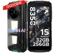 Teléfono resistente DOOGEE Fire 3 Max, 32 GB de RAM, 256 GB de ROM, pantalla HD+ de 5.5 pulgadas con luces de camping, 8350 mAh, UNISOC T7250, 48 MP, NFC, Android 15, teléfono inteligente 8 Go Go gray