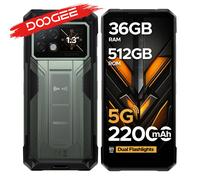 Teléfono Resistente DOOGEE S200 Max 5G, Batería de 22000 mAh, Pantalla Trasera de 1.3'', 36 GB (16+20), Linterna Dual, Cámara IA de 108 MP 16GB 512GB Gray