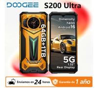 DOOGEE S200 Ultra 5G teléfono resistente 48GB + 1TB 6,72 ''120Hz pantalla 11000mAh batería 66W NFC dimensión 7400 Android 15 Smartphone 12GB 1TB BLACK