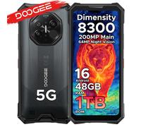 Teléfono Resistente DOOGEE S300 Plus con Cámara Térmica 5G, Imagen Térmica, Dimensity 8300, Pantalla de 6.78 Pulgadas, Cámara IA de 200MP, 48GB (12+36) de RAM, 1TB de ROM, Batería de 11000mAh, Android