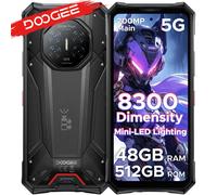 Teléfono Resistente DOOGEE S300 Pro 5G, Pantalla de 6.78 Pulgadas y 120 Hz, Procesador Dimensity 8300, Cámara de 200 MP, Batería de 11000 mAh, 48 GB (16+32 GB), 512 GB, Android 16, NFC, Compatible con