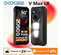 Teléfono Resistente DOOGEE V Max LR 5G con Telémetro Láser, Luces Dobles para Camping, 16 GB de RAM, 512 GB de ROM, Pantalla de 6.78'', Batería de 20500 mAh 16GB 512GB Black