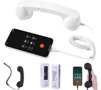 Teléfono retro actualizado 2026, receptor de teléfono vintage con micrófono y altavoz, receptor de teléfono celular clásico tipo C con cable para llamadas y accesorios divertidos para fotos