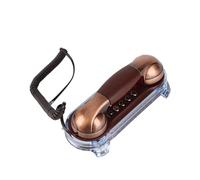 Teléfono Retro Alámbrico,Teléfono Fijo Vintage con Cable, Diseño Ergonómico y Elegante, Iluminación en Base, Montura en Pared y Sobremesa, Manual en Español(Cobre Rojo)