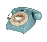 Teléfono Retro Azul, teléfono Fijo con Cable, analógico Decorativo de los años 60, teléfono clásico de Escritorio con dial Giratorio clásico con Timbre y remarcación para el hogar, Oficina, Hotel,