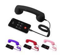 Teléfono retro de estilo vintage para smartphones modernos. Llamadas nítidas. Tipo C. Negro.