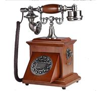 Teléfono retro de madera maciza retro botón teléfono hogar línea fija antiguo cable fijo tarjeta creativa