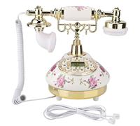 Teléfono retro de marcación, cuerpo de cerámica ecológico con valor de colección, teléfono retro con pantalla LCD para su elegante hogar u